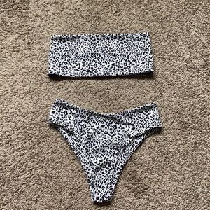 tube top and high waisted leopard print bathing suit!